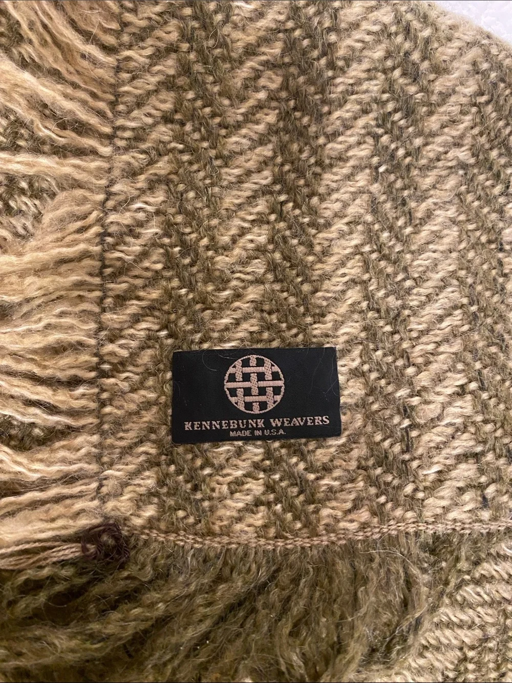 Handwoven Olive and Tan Herringbone Throw Blanket - Home Accents